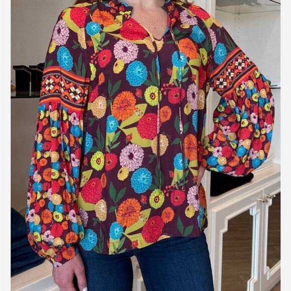 Emily lovelock Emma top bright vibrant floral bloomcore dopamine maximalist - Picture 1 of 8